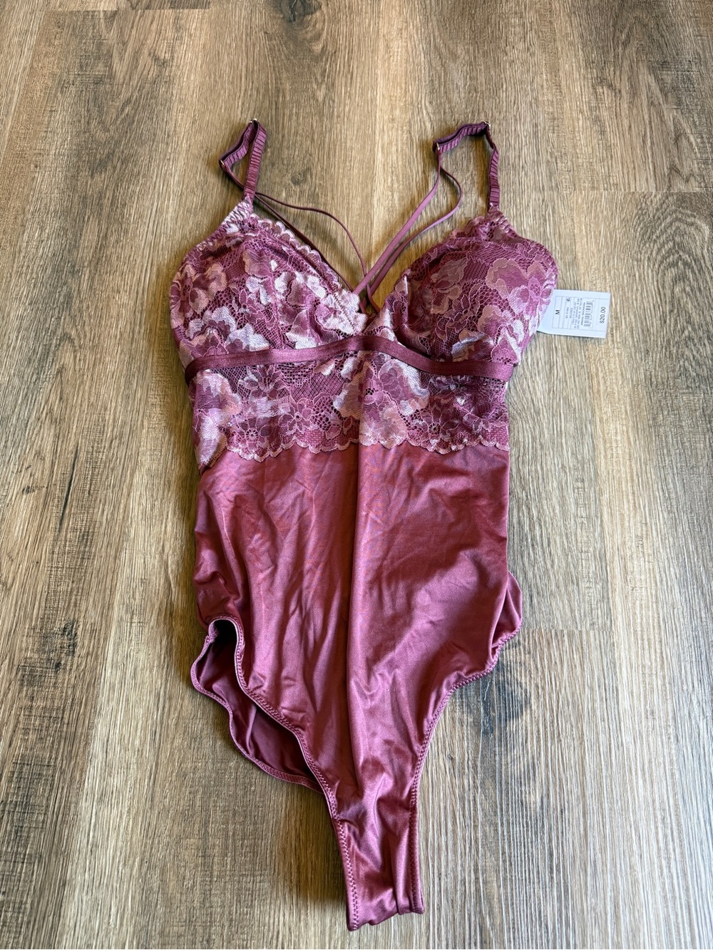 Auden Mauve Pink Lace-Trim Bodysuit